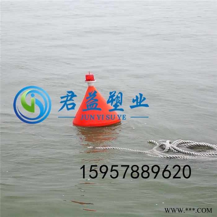河道施工用带太阳能警示灯浮标，pe航标 警示航标图3
