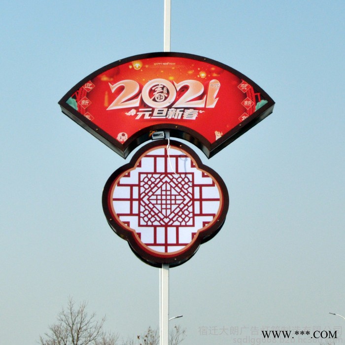 钦州太阳能供电灯杆灯箱 路灯广告牌 道旗灯箱制作厂家图3
