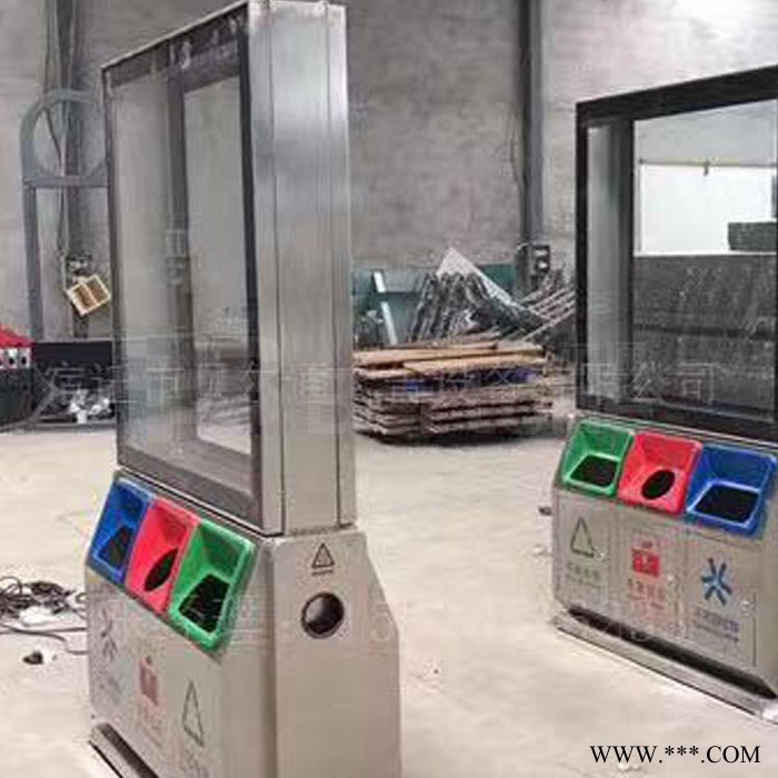 来图定制各式定制新款不锈钢立式告果壳箱新款定制多功能户外防水4投口太阳能环保果阅报栏太阳能灯箱垃圾箱壁挂式灯箱公交候车亭图6