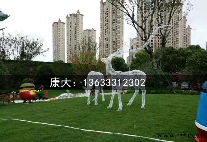 昆明康大雕塑   不锈钢镂空雕塑   动物太阳能发光雕塑园林景观装饰品图2