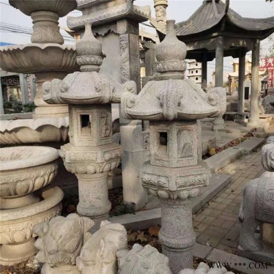 荷花图案石灯园林摆件庭院放置** 景观石雕太阳能石灯厂家定制