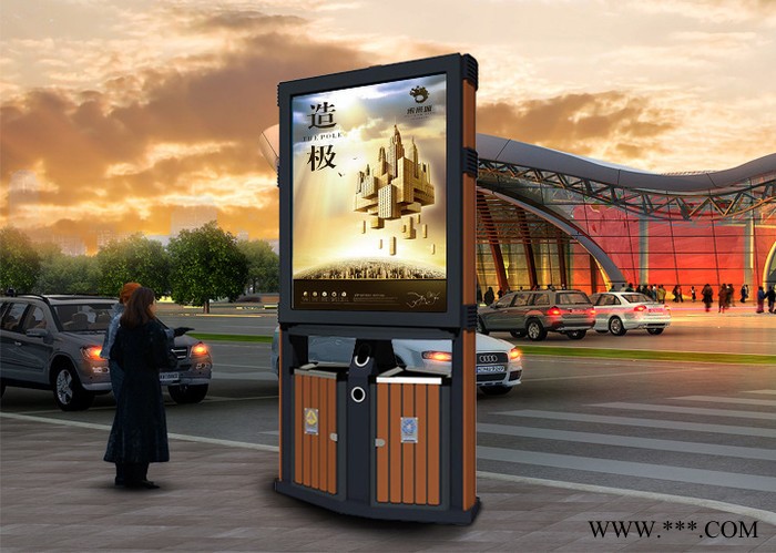 铭扬：太阳能广告垃圾灯箱 铭扬广告垃圾箱图2