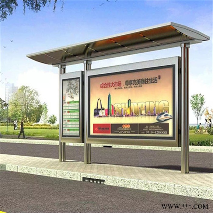 绵阳厂家定制公交候车亭 太阳能滚动广告灯箱 公交站台 不锈钢公交候车亭图3