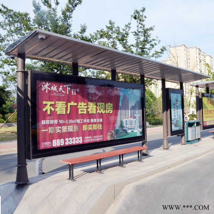 不锈钢公交站台候车亭太阳能供电智能报站系统公交宣传栏滚动广告灯箱招呼站制作厂家.图7