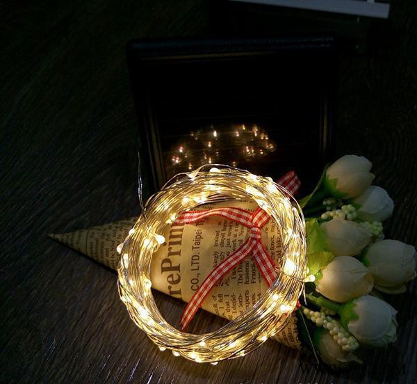 LED灯串 5米50灯铜线灯串 暖白太阳能灯串 节能防水户外装饰灯串图2