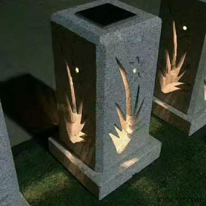 【洛彤】花岗岩石灯笼 户外太阳能石灯 庭院简约现代日式石灯 禅意景观照明灯图2