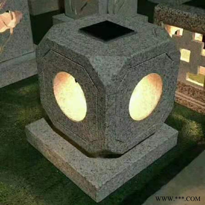 【洛彤】花岗岩石灯笼 户外太阳能石灯 庭院简约现代日式石灯 禅意景观照明灯图7