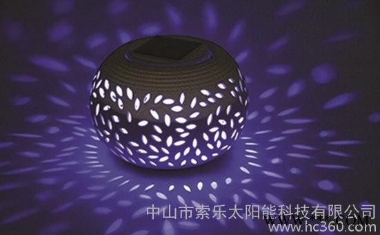 2015**出口太阳能大苹果型陶瓷罐多彩光白光装饰灯桌面灯图2