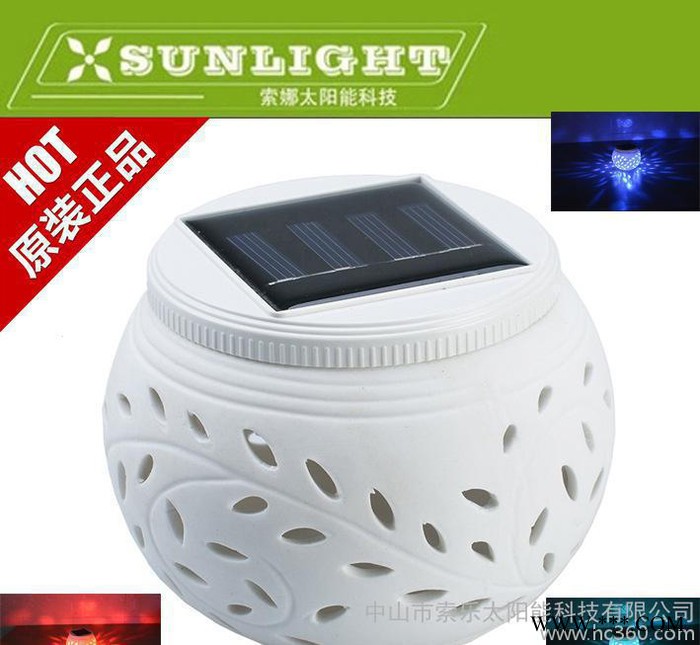 出口太阳能小苹果陶瓷装饰灯桌面安装1PC白光+多彩LED三档图2