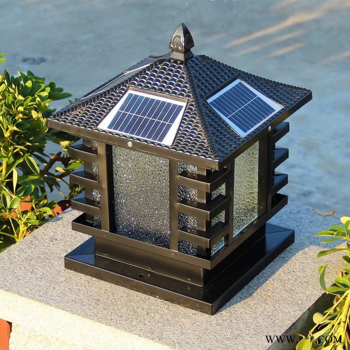 城市照明工程太阳能仿古家用围墙阳台大门柱装饰照明led户外柱头灯 太阳能柱头灯图4