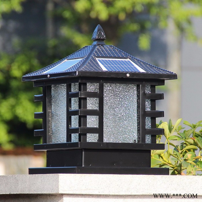 城市照明工程太阳能仿古家用围墙阳台大门柱装饰照明led户外柱头灯 太阳能柱头灯图2