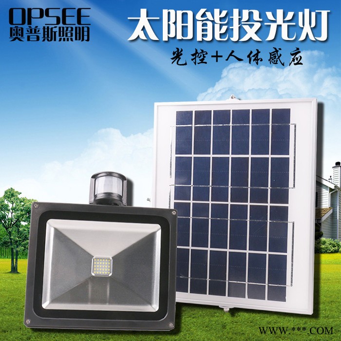 30W太阳能人体感应投光灯 led户外防水太阳能泛光灯 太阳能楼道灯图3