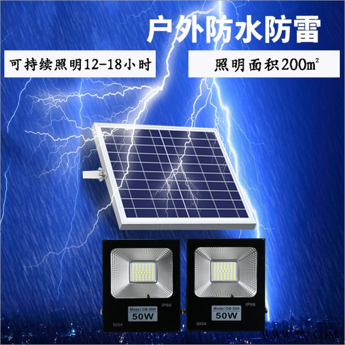 厂家批发_LED太阳能投光灯_防水 一拖二LED太阳能照明灯 户外防水光控路灯庭院灯图2