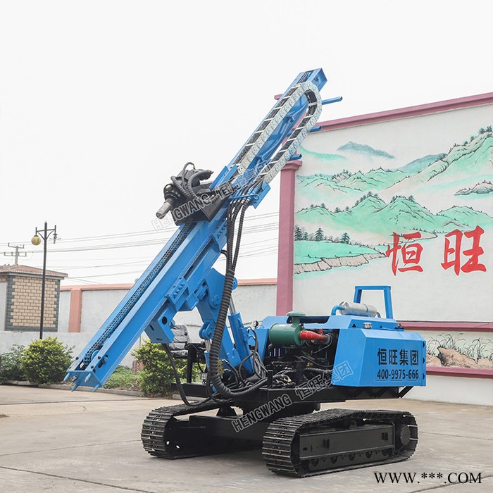 光伏打桩机厂家 打桩机 山东恒旺太阳能光伏电桩打桩机 小型地基机 油电两用 太阳能光伏打桩机图2