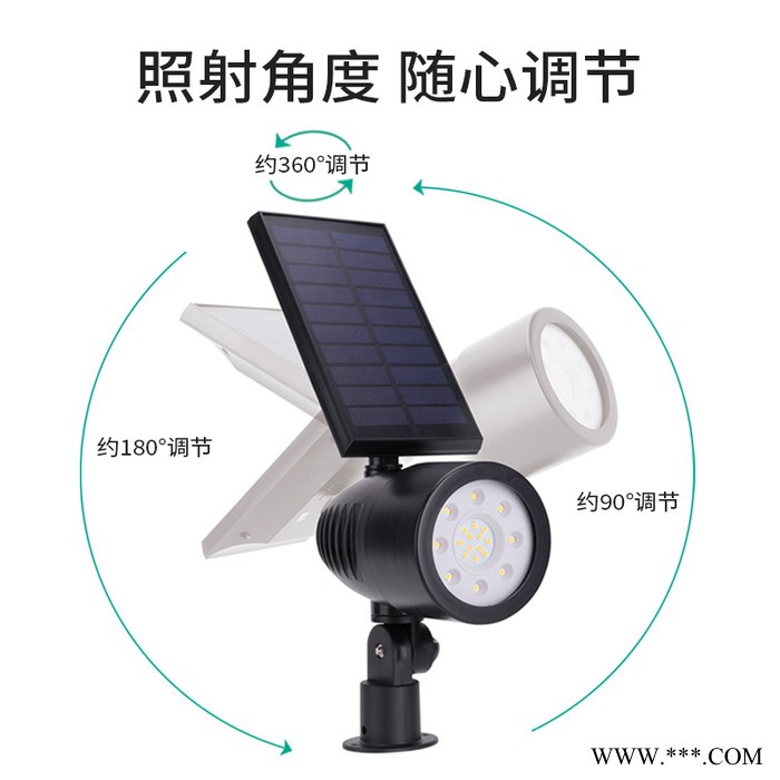 点点SL1832D 2只装太阳能射灯投射灯生产厂家批发 庭院灯户外花园别墅照树灯防水景观灯 商业广告照明灯插地灯安装两用图3