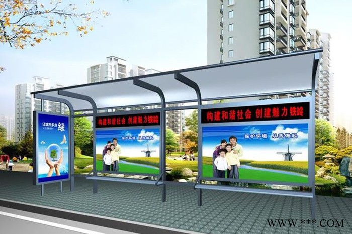 户外太阳能候车亭 厂家定制款 公交站台 仿古公交车站 广告牌灯箱图3