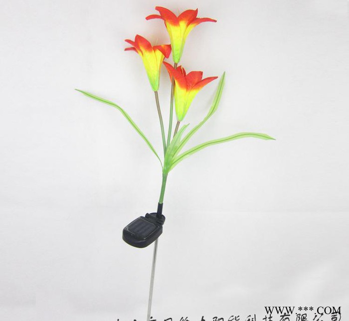 太阳能防真橙色百合花花灯 太阳能LED庭院灯图2