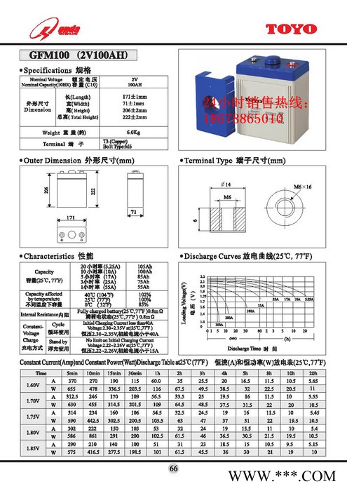 东洋蓄电池GFM-2V100AH 铅酸蓄电池，太阳能蓄电池图4