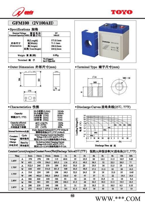 东洋蓄电池GFM-2V100AH 铅酸蓄电池，太阳能蓄电池图2
