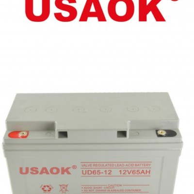 USAOK12V65AH铅酸免维护蓄电池 太阳能系统 监控专用 UPS专用