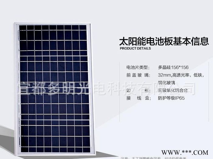 多明光电 60W多晶硅太阳能电池板家用太阳能发电站层压光伏组件图2