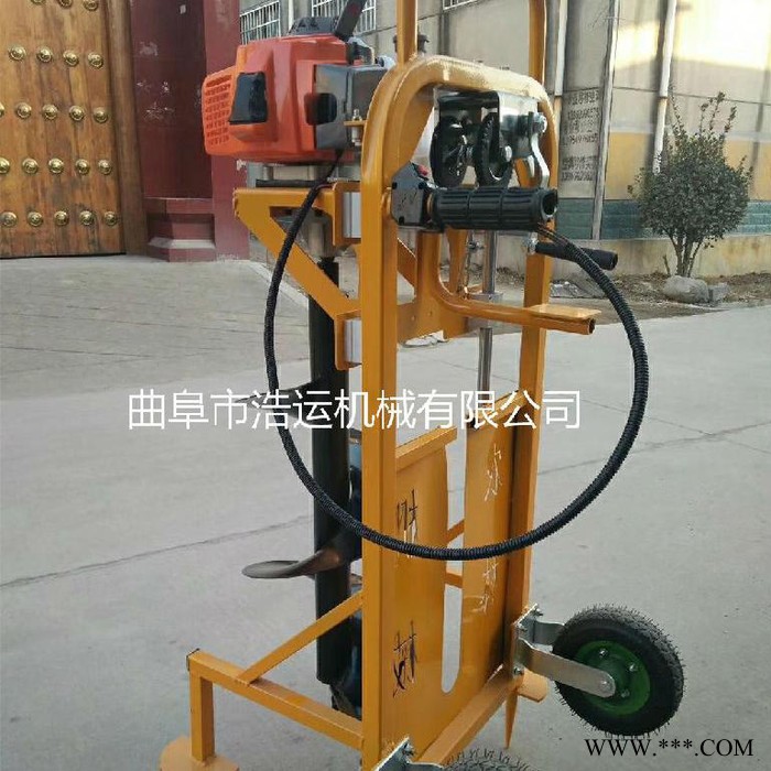 山东曲阜浩运机械工厂直销结实耐用高效挖坑速度快光伏工程大棚埋桩立柱手提深坑挖坑机图3