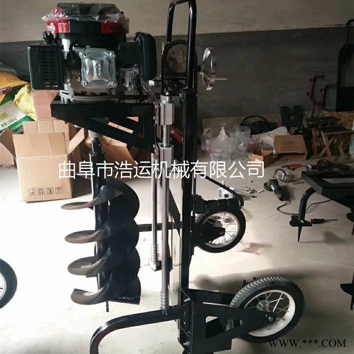 山东曲阜浩运机械工厂直销结实耐用高效挖坑速度快光伏工程大棚埋桩立柱手提深坑挖坑机图2