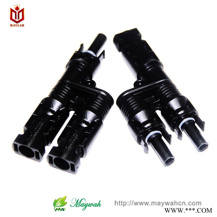 太阳能连接器 MC4光伏连接器 三通接头 二转一插头 maylar  MCH201 防水接头  二进一出连接器图2