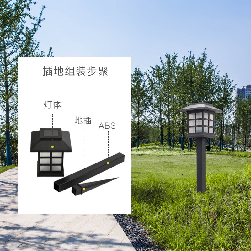 跨境户外太阳能花园小夜灯LED家用小房子草坪灯庭院灯小宫灯图3