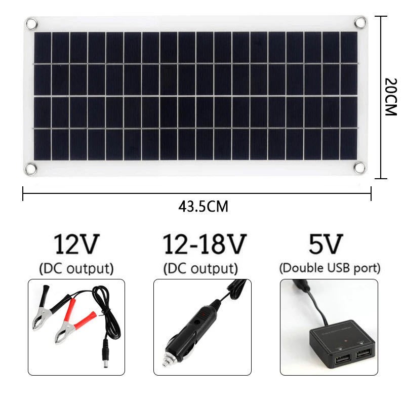 10W柔性太阳能电池板60A-10A控制器汽车RV船屋顶露营300W户外电源图3