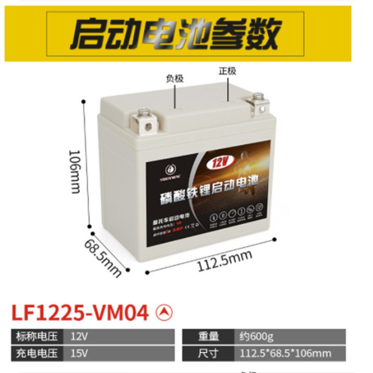 摩托车启动电瓶 12V磷酸铁锂125cc250cc铃木豪爵通用免维护蓄电池图2