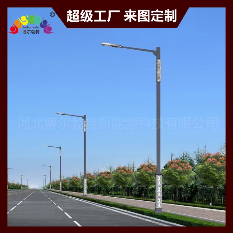 博尔勃特10米12米LED市电路灯 市政道路照明太阳能路灯厂 家批 发图2