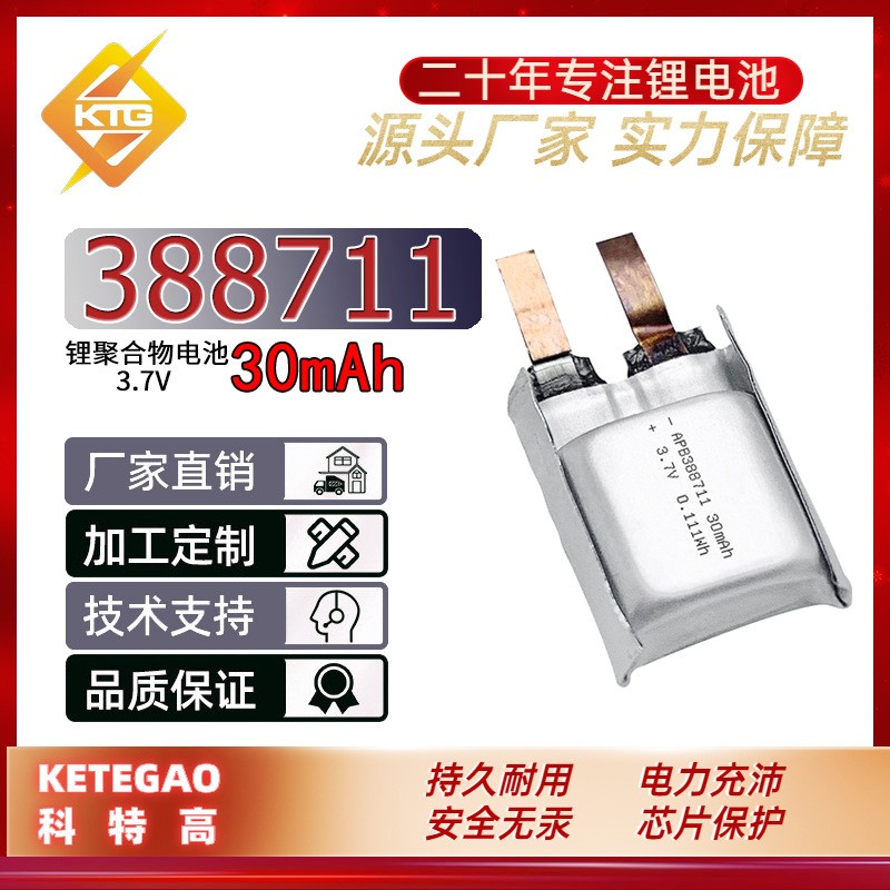 无磁聚合物电池 3.7V 30mAh精密仪器 航天装备 电子罗盘无磁电池