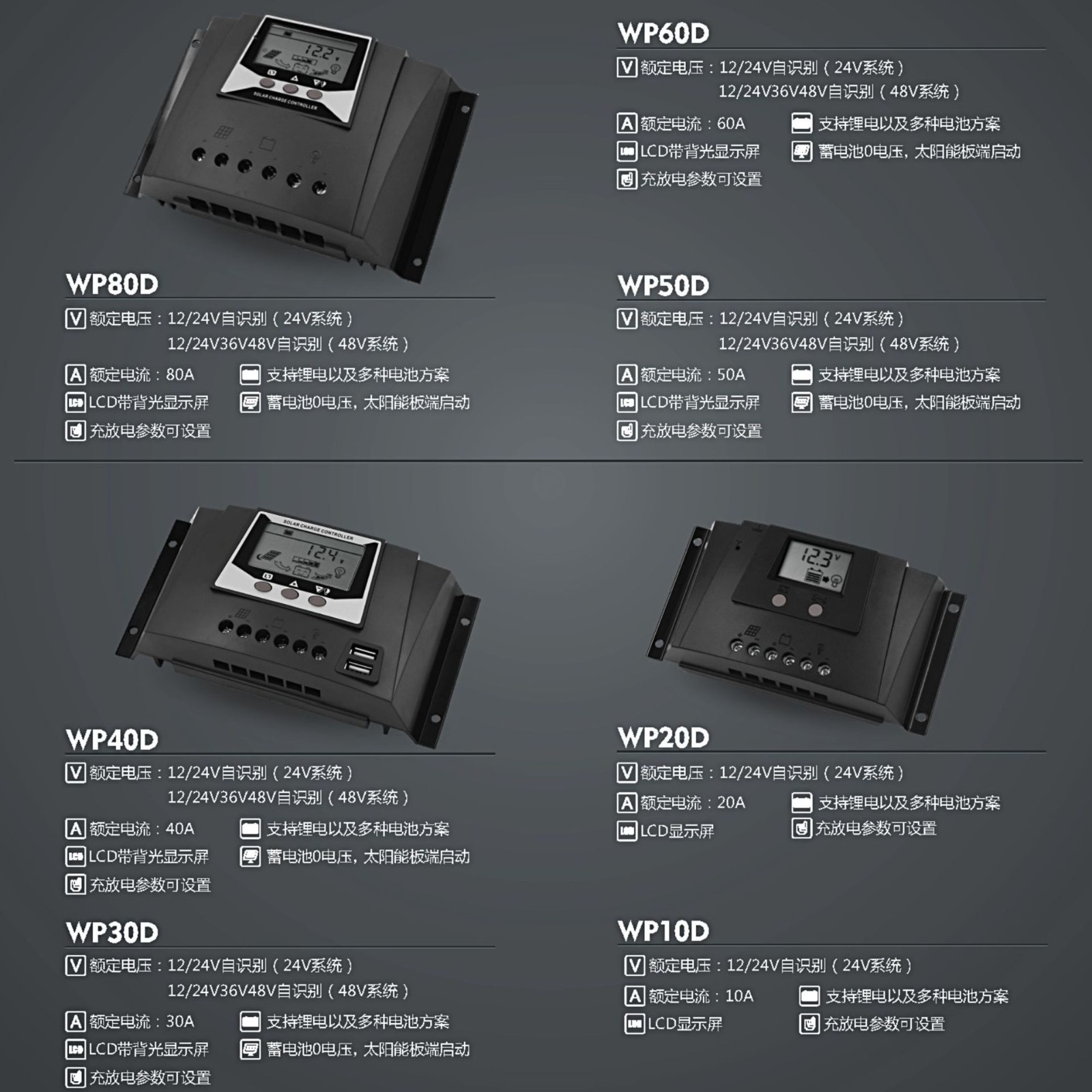 天照硅能太阳能控制器12v24v全自动充放电通用型电池板家用充电器图3