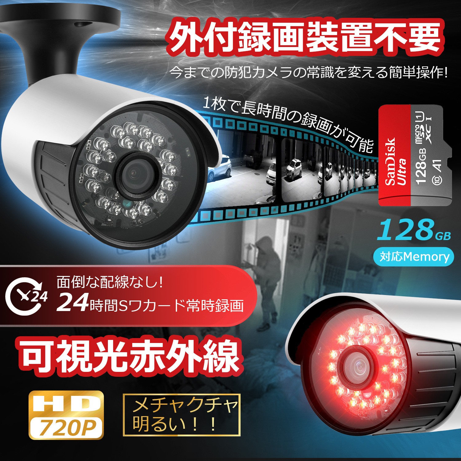 BNC输出 插卡一体机摄像头 室外防水1080P高清红外夜视枪机图2