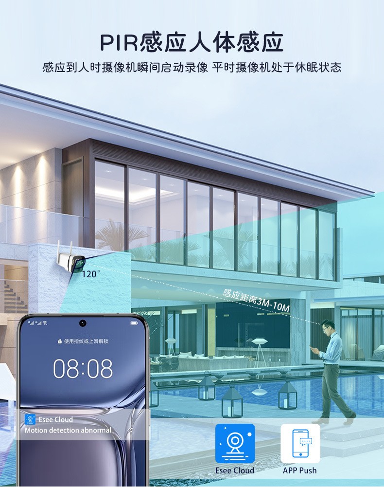 室外太阳能低功耗电池摄像头免插电无线wifi高清2K夜视监控摄像机图3