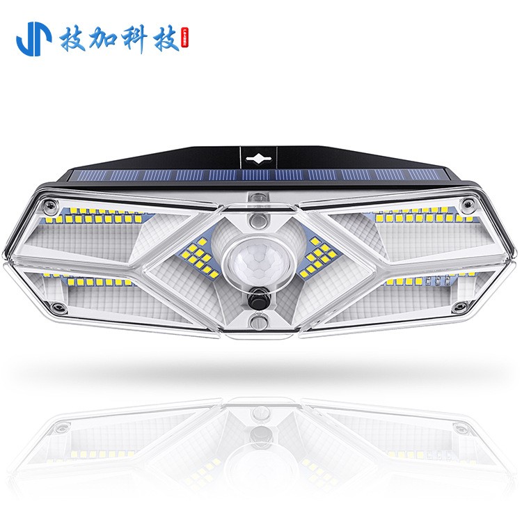 跨境现货104LED太阳能壁灯 户外防水太阳能六面发光高亮光控壁灯图5