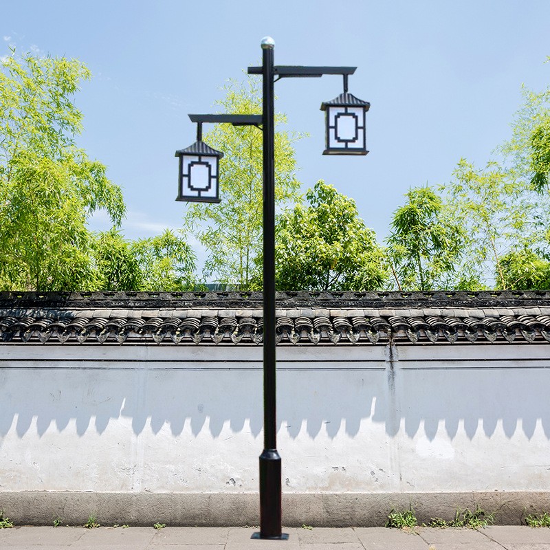太阳能庭院灯小区户外防水花园灯3米双头中式仿古园林景观灯 路灯图4