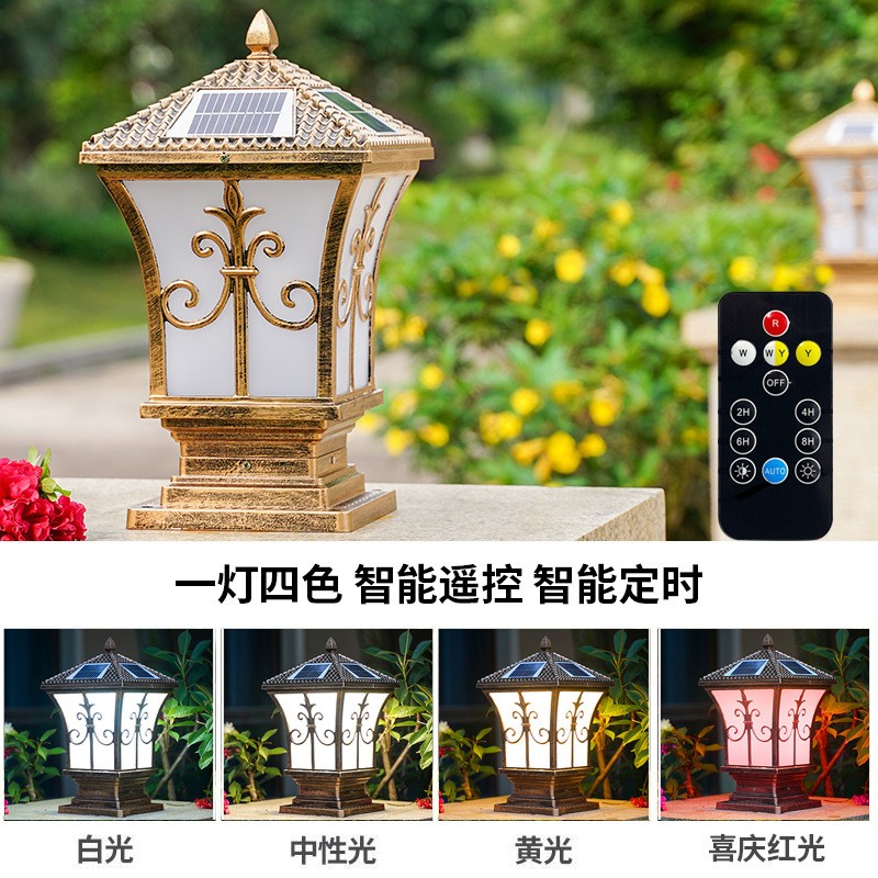 柱头灯户外防水两用接电别墅门柱墙头围墙庭院灯柱子太阳能柱头灯图3