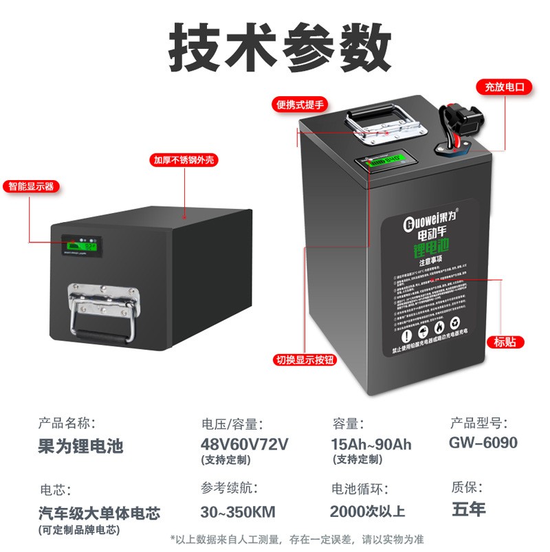 现货48v60v72v电动车锂电池外卖车电瓶全新高倍率动力 锂电池批发图2