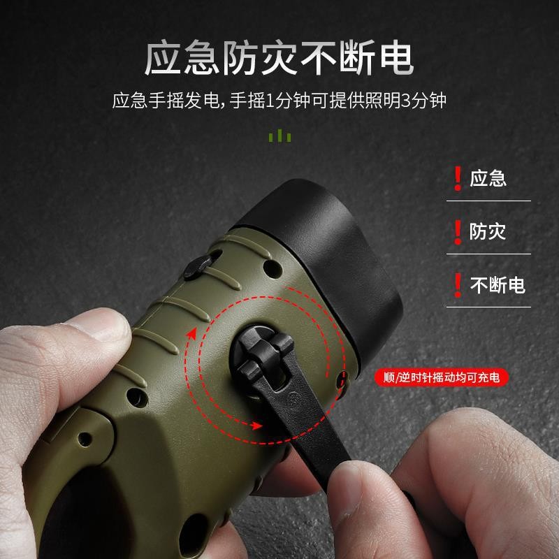 跨境热销 便携多功能户外太阳能充电LED款应急手摇发电两用手电筒图2