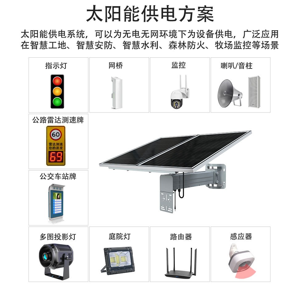 太阳能光伏发电板户外安防发电机组件市政工程大功率监控供电系统图4