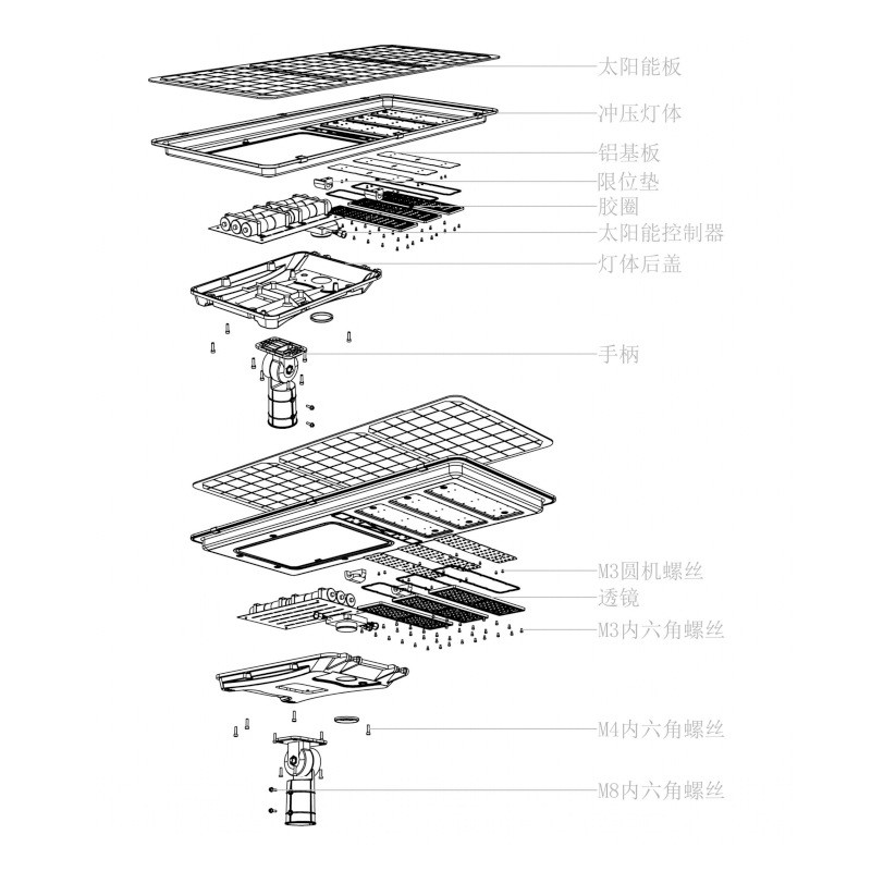 厂家直销户外防水一体化太阳能路灯室外家用庭院照明人体感应路灯图4