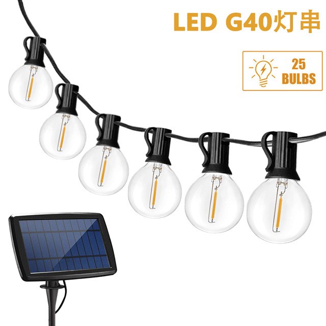 2W太阳能G40LED灯串带红外遥控RF无线遥控花园庭院围栏装饰照明灯图4