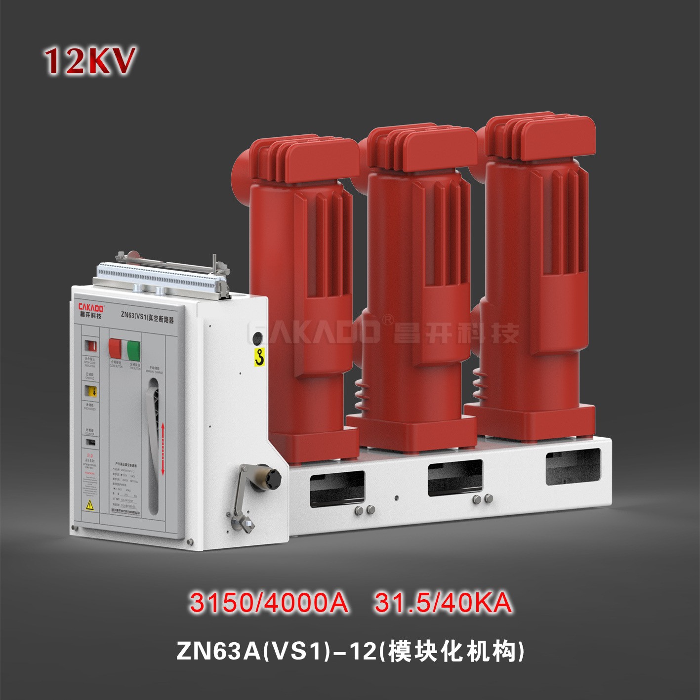自主研发大电流ZN63A(VS1)-12/3150-31.5侧装式真空断路器图2