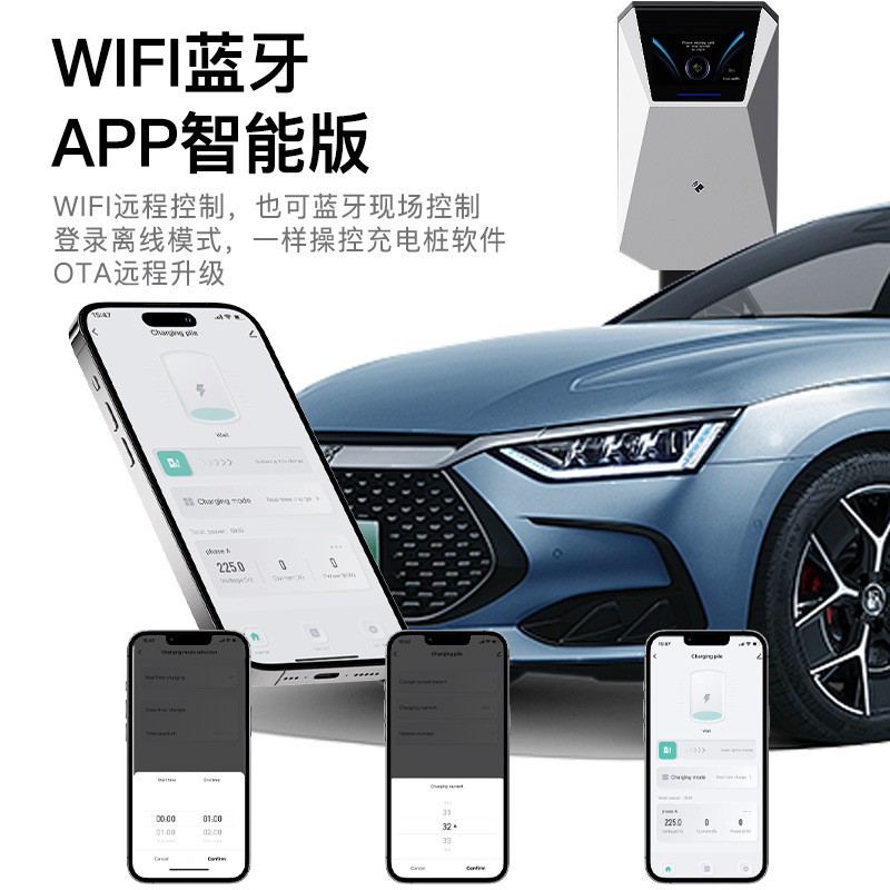 新能源汽车美标type2家用户外立柱壁挂32A50A扫码刷卡交流充电桩图3