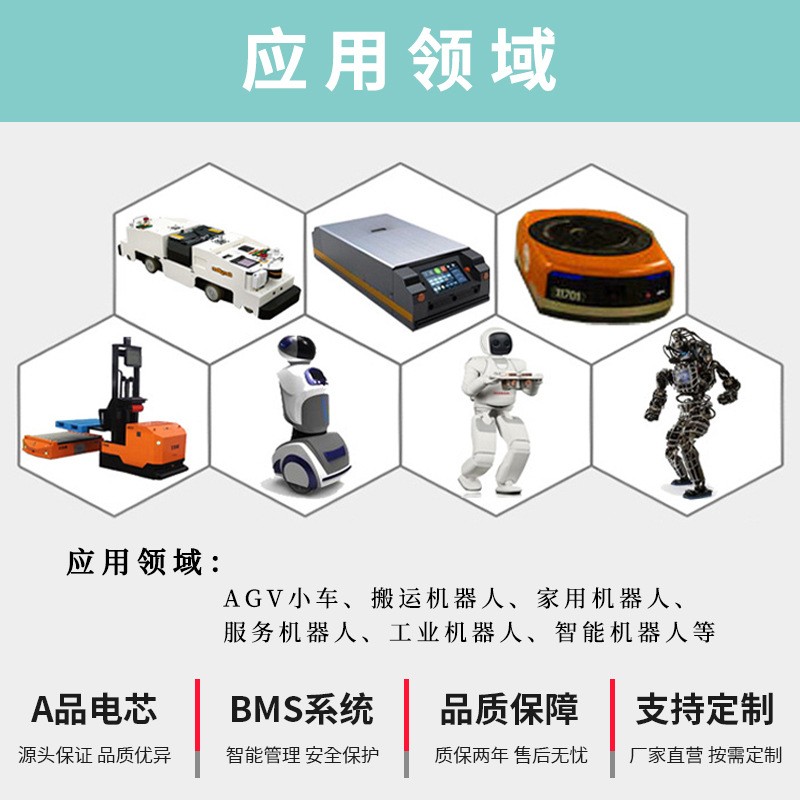 24V48V100AhAGV小车电瓶牵引车叉车机器人专用聚合物磷酸铁锂电池图4
