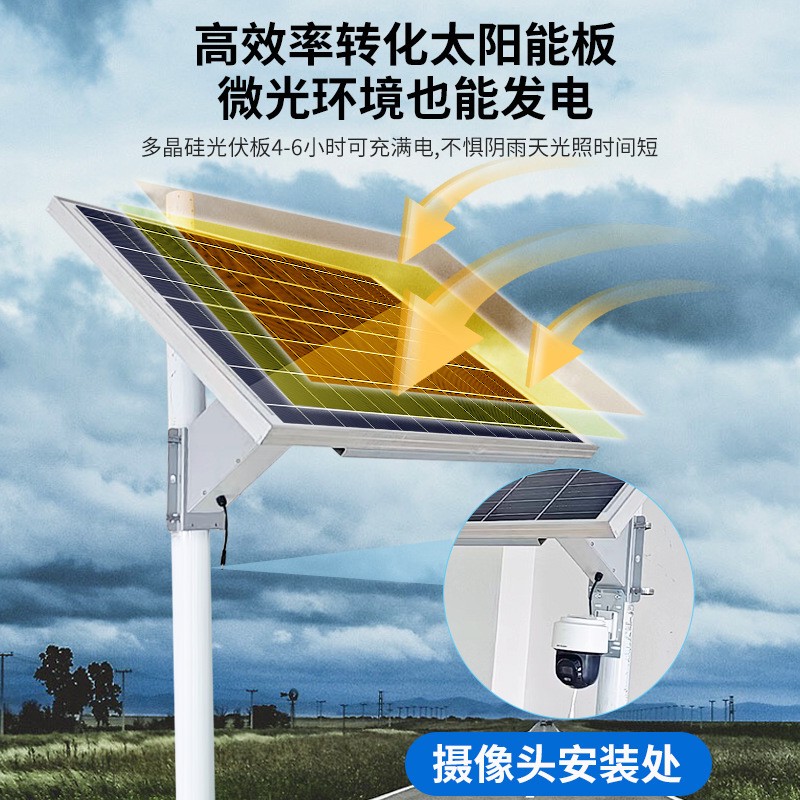 太阳能监控摄像头供电系统12V球机24V磷酸铁锂电池户外光伏发电板图2