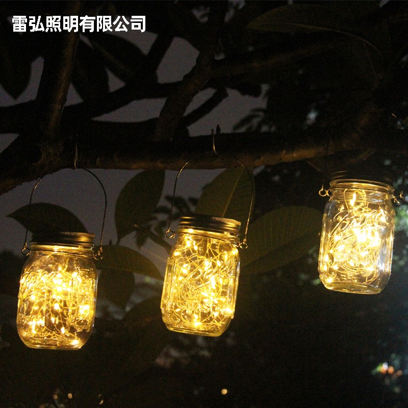 太阳能灯梅森灯户外庭院灯瓶子挂灯玻璃罐子灯草坪灯壁灯LED路灯图4
