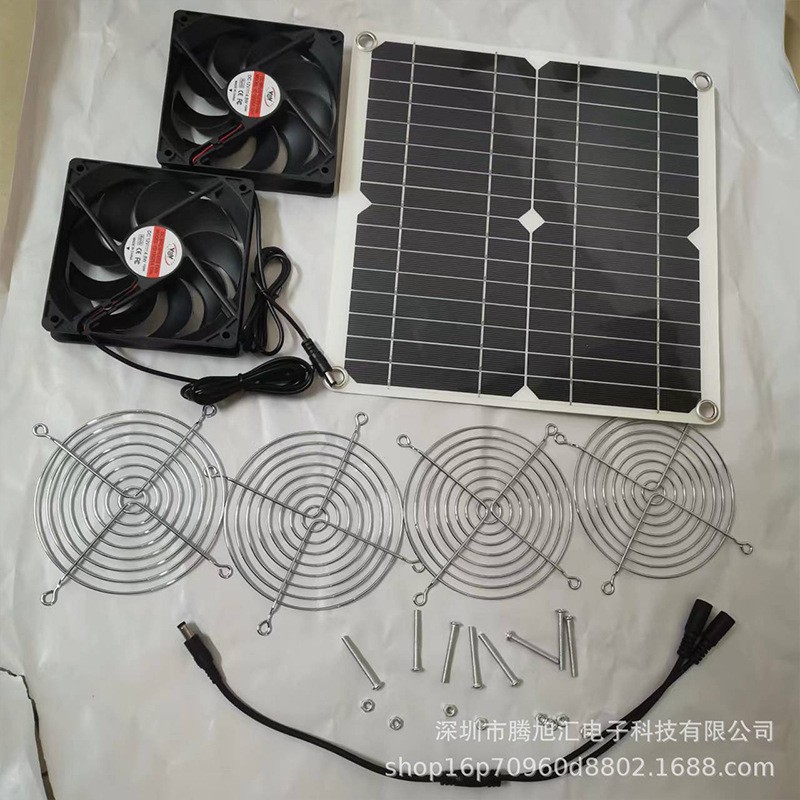 跨境柔性太阳能板加双USB双风扇鸡舍宠物房汽车露营RV发电板图3